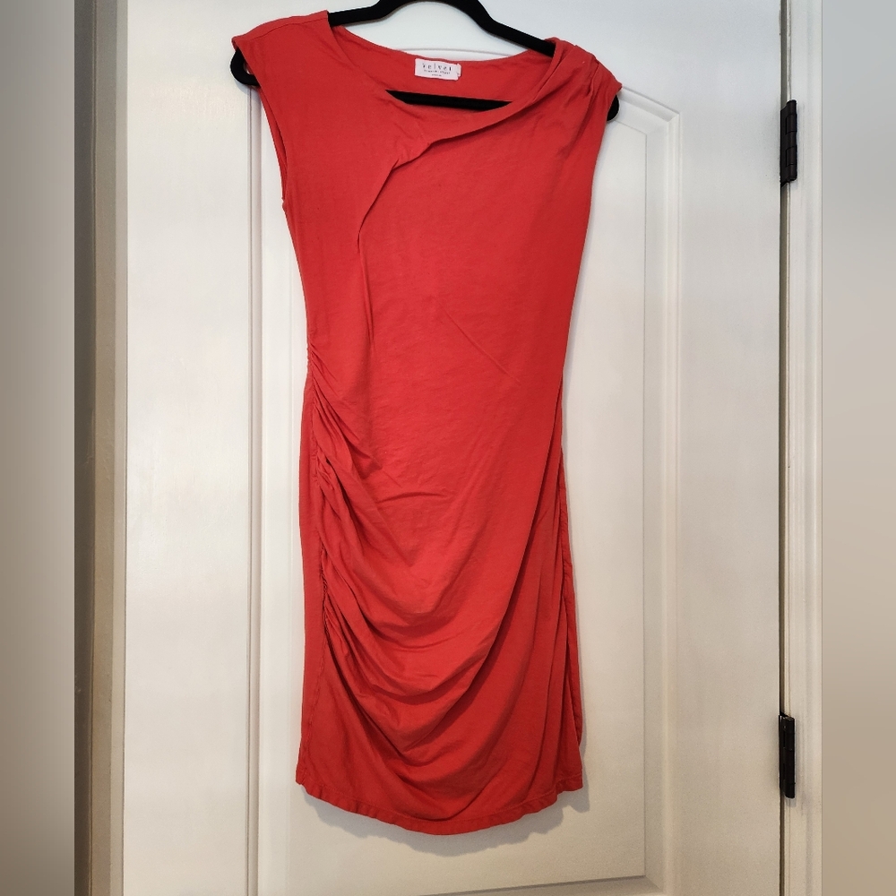 Velvet by Graham and Spencer Red Ruched dress